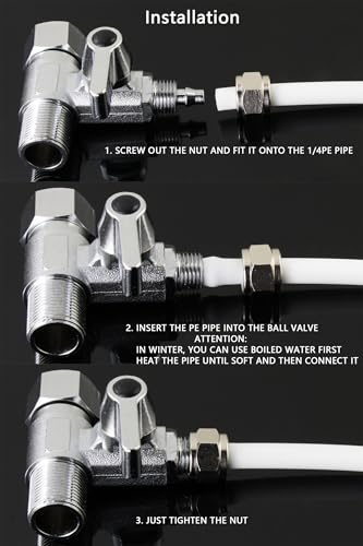 Brass 3/8" Comp x 1/4" Tee Angle Ball Valve | Water supply adapter for water purifiers, reverse osmosis filters, coffee makers & ice makers. - style: M3/8 * F3/8 to 1/4 Tube