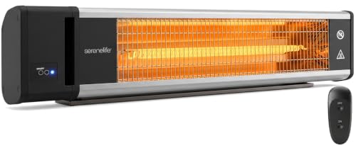 SereneLife Portable Infrared Indoor and Outdoor Electric Space Heater with Remote, IP65 Approved, 1500 Watt Wall-Mounted Hanging for Patio, Restaurant, Backyard, Garage, Decks, Gazebos, Cafes - color: Black