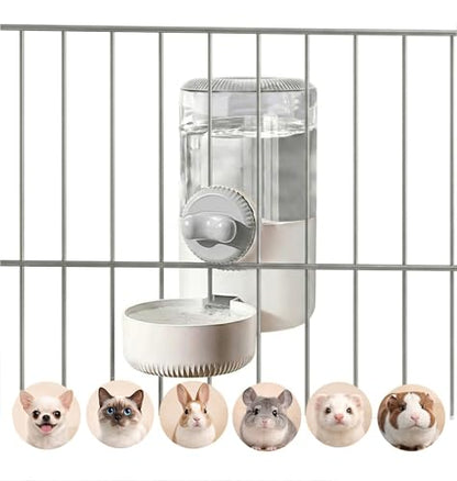 34oz Hanging Gravity Auto-Refill Water Bowl for Small Animal Cage | Visible Water Level, Keeps Floor Space Clear, Secure Cage-Mounted Placement, Detachable for Routine Cleaning - color: Gray