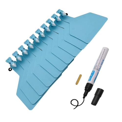 Ear Tag Livestock Tag Blank for Cattle Marking - One Piece Cattle Tag Compatible with Z Tags for Cattle Applicators Comes with a Permanent Marker Blue 50pcs+Pen - color: Blue, size: 50pcs+pen