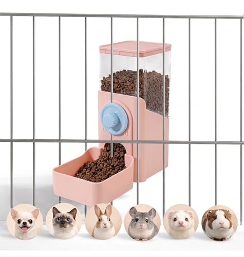 41 oz Hanging Gravity Auto-Refill Small Animal Feeder Pink | Space-Saving, Large Capacity, Easy-Refill Bowl for Rabbits, Guinea Pigs, Ferrets, Chinchillas & Small Pets - color: Pink