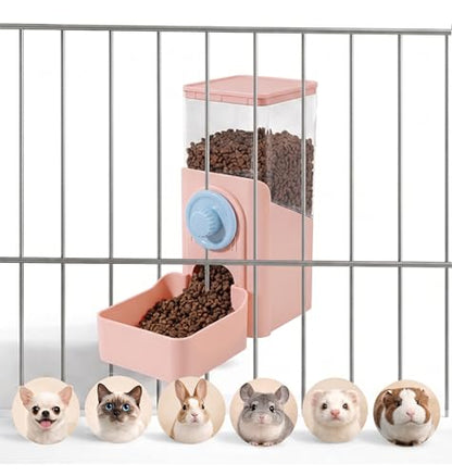 41 oz Hanging Gravity Auto-Refill Small Animal Feeder Pink | Space-Saving, Large Capacity, Easy-Refill Bowl for Rabbits, Guinea Pigs, Ferrets, Chinchillas & Small Pets - color: Pink