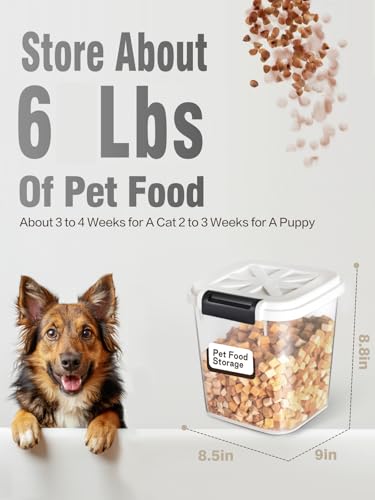 LivLab Mker 5 lbs Dog Food Storage Container with Lids Airtight Pet Food Container Cat Treat Container, Dry Pet Food Storage Bin for Cereal, Birds, Rice and Grain(6 lbs), White - color: 5KG-White