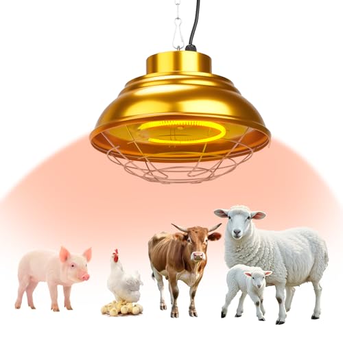 Heat Lamp for Chicken Coop, 400 Watts Carbon Fiber Chicken coop Heater, Adjust 2 Mode Temp&Hanging Height, Waterproof,Indoor & Outdoor Heater,For Cow,Sheep,Livestock (（round 600W) - color: （round 600W）