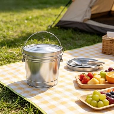 6-Gallon Galvanized Steel Storage Can with Locking Lid - Secure Metal Container for Gardening Supplies
