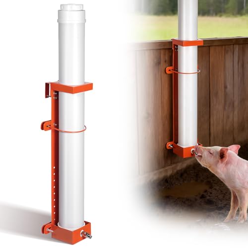 Hanging Vertical Pipe Waterer with Steel Nipples Adjustable Height | Easy Mounting Automatic Pig Waterer for Pigs & Other Livestock, Durable PVC Material, 9l Large Capacity