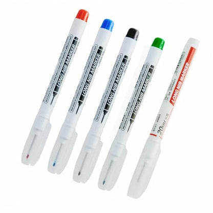 10 Pcs 20MM Long Head Deep Hole Marker Pens,Multi channel long pointed deep hole marking pen,Waterproof fast drying color building woodworking metal building marker pen