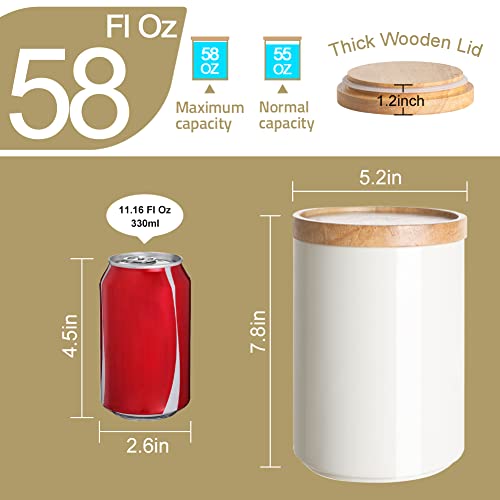 Sweejar Kitchen Canisters Ceramic Food Storage Jar, Stackable Containers with Airtight Seal Wooden Lid for Serving Coffee Bean, Flour, Tea, Cookies and More - 58 Fl Oz(Navy) - color: Navy, style: 58 Fl Oz (5.2"x7.8")