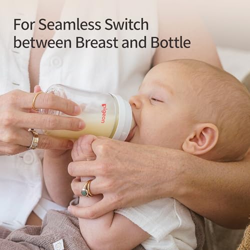 Pigeon Silicone Nipple (L) with Latch-On Line, Natural Feel, 6+ Months, 4 Counts - color: 6m+, L, 4 counts