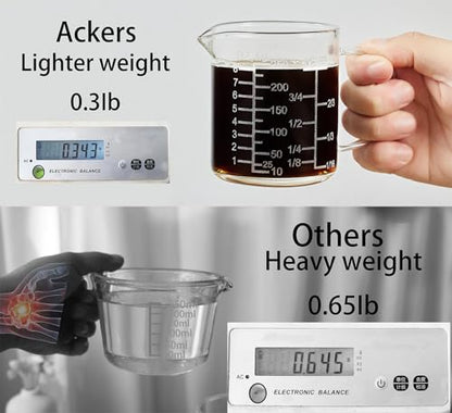 Ackers Mirror Scale Glass Measuring Cup-[Insulated handle | V-Shaped Spout]-Made of High Borosilicate Glass Measuring Cup for Kitchen or Restaurant, Easy to Read, 250 ML (8 Oz, 1 Cup) - size: 250 ML (8 Oz, 1 Cup) - Mirror Etching