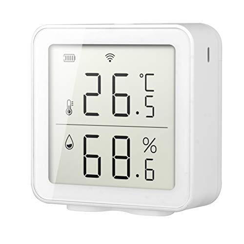 Pssopp Smart Temperature Humidity Monitor Wireless Thermometer Hygrometer with Remote Monitoring Alarms for Indoor Outdoor Beekeeping Greenhouse Farm (White)