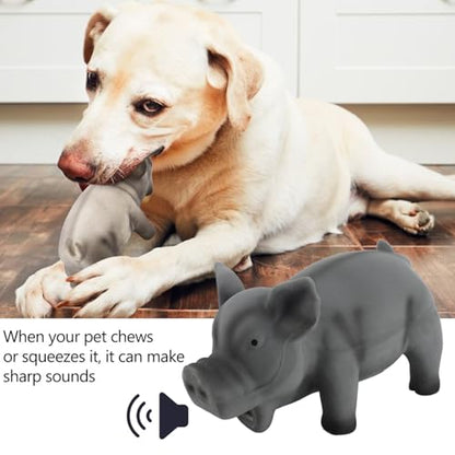 Buachois Dog Squeak Toy 6.3x3.1x3.1In, Cute Pig Grunting Latex Chew Toy Safe Bite Proof Pet Toy for Dogs Puppies (Black) - color: Black