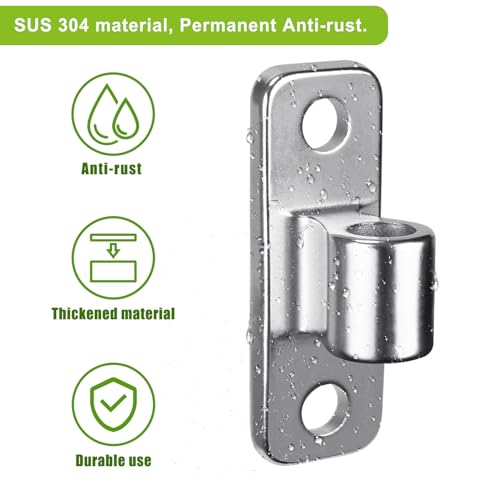 Insaga Heavy Duty 304 Stainless Steel Gate Hinges 2 Pcs, Wall Mount Hardware with 5/8" Pin, One-Piece Cast Hinge for Farm, Fence, Chain Link, Wooden & Metal Gates - color: Silver-SS-Hole-2Pcs