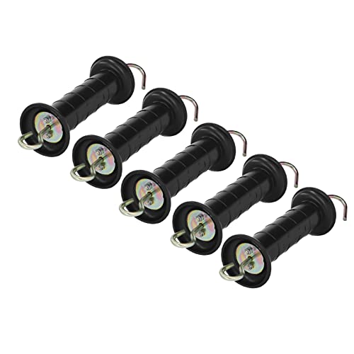 Electric Fence Insulator Handle, 5PCS Electric Fence Gate Handles Electric Fence Spring Handles Insulated Plastic Handle with Metal Hook for Farm Pasture