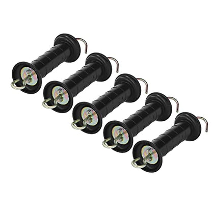 Electric Fence Insulator Handle, 5PCS Electric Fence Gate Handles Electric Fence Spring Handles Insulated Plastic Handle with Metal Hook for Farm Pasture