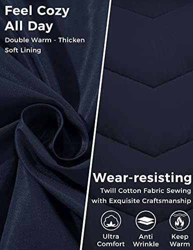 wantdo Women's Quilted Winter Coats Hooded Warm Puffer Jacket with Fleece Hood - color: Navy, size: Medium