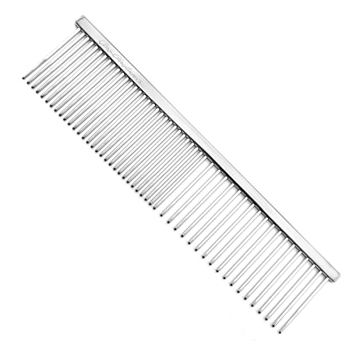 Chris Christensen 005 7.5 inch Fine/Coarse Long Tooth Greyhound-Style Butter Comb, Groom Like a Professional, Rounded Corners Prevent Friction and Breakage, Solid Brass Spin with Steel Teeth, Chrome - size: 005 - 7.5 Inch Coarse/Medium Long-Tooth