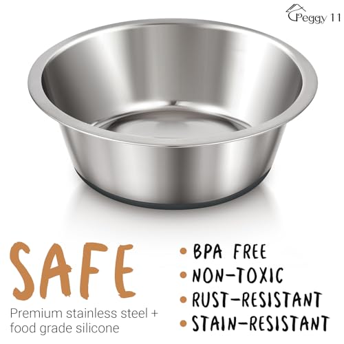 PEGGY11 Deep Stainless Steel Anti-Slip Dog Bowls - 2-Pack, 8 Cups - size: 8 Cups