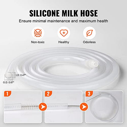 VEVOR Goat Milking Machine, 12 L 304 Stainless Steel Bucket, Electric Automatic Pulsation Vacuum Milker, Portable Milker with Food-Grade Silicone Cups and Tubes, Adjustable Suction for Cows and Sheep | Automatic Pulsation Vacuum, Portable Milker with Food