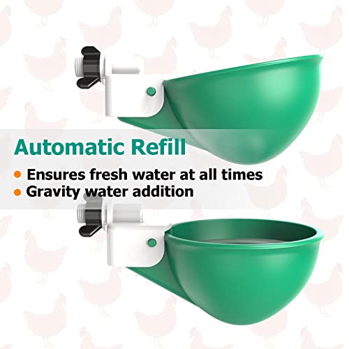 Large Automatic Chicken Waterer Cups, Chicken Water Feeder Suitable for Chicks, Duck, Goose, Turkey and Bunny, DIY Poultry Water Feeder Kit (8 Pack-Green) - color: Green, size: Pack of 8