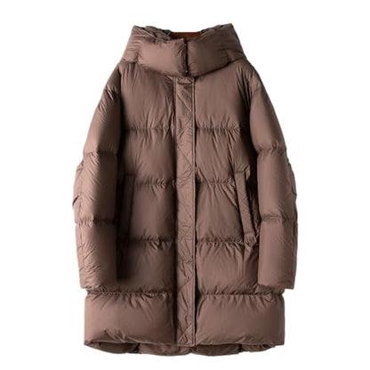 Women's Winter Casual Thickened Down Jacket Hooded Loose Warm - color: White-patch Five-pointed Star4, size: Large