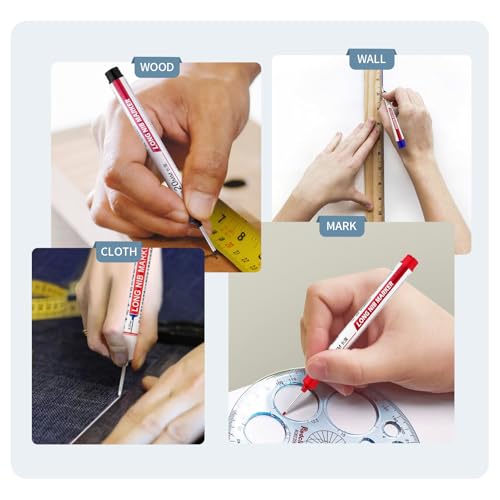 24 PCS Long Nib Marker,20mm Long Head Deep Hole Marker Pens,Longs Nose Markers,Waterproof Construction Markers Marking Tool,Permanent Markers Carpenter Ink marker Pens,Metal marking Pen - color: 24PCS-20MM-Red/Blue/Green/Black/White/Yellow