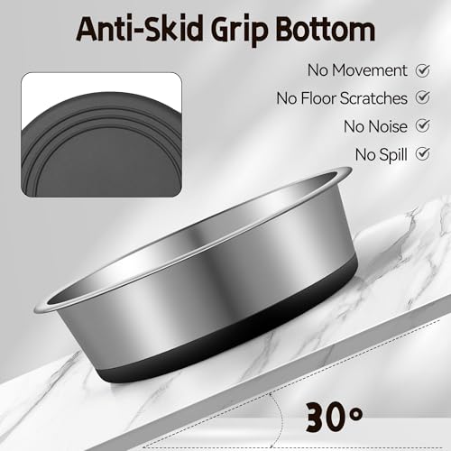 Stainless Steel Dog Bowls, Non Slip Dog Metal Bowls, 2 Pack Food and Water Pet Feeders Heavy Duty Dishwasher Safe (64oz, 8cup) - size: L-64oz,8cup