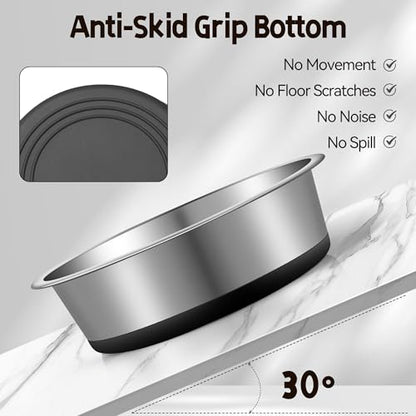 Stainless Steel Dog Bowls, Non Slip Dog Metal Bowls, 2 Pack Food and Water Pet Feeders Heavy Duty Dishwasher Safe (88oz, 11cup) - size: XL-88oz,11cup