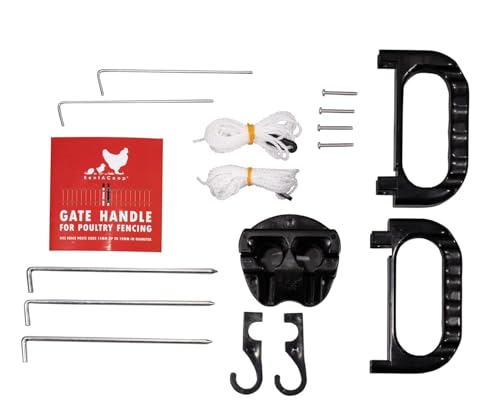 RentACoop Gate Handle Kit for Electric and Non-Electric Fencing - Includes Handles, Hooks, Stakes, Guylines, and Pegs - Posts Not Included