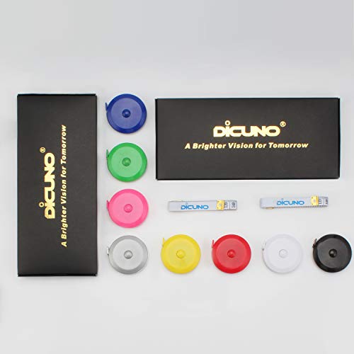 DiCUNO 60-Inch 1.5 Meter Soft Retractable Measuring Tape, Pocket, Body Tailor Sewing Craft Cloth Tape Measure (8 Colors Package) - color: 8 Colors