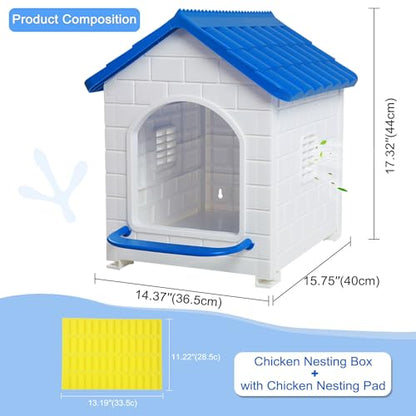 HiCaptain Chicken Nesting Box, Plastic Compartment Chicken Nesting Boxes for Chickens Coop for Laying Eggs for Hens, Ducks and Poultry with Chick Nesting Pads, Blue - color: Blue