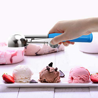 TOPKITCHEN Commercial-Grade Ice Cream Scoop 2 oz, 18/8 Stainless Steel Cookie Scoop with Plastic Handle, Portion Control Disher Scoop for Bakeries, Restaurants & Dessert Shops, #16, Blue - size: 2 oz - Blue