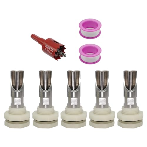 of 5 Stainless Steel Automatic Pigs Nipple Waterer Set with Brass Connectors for Efficient Livestock Hydrations Water Nipples - color: 5 piece set