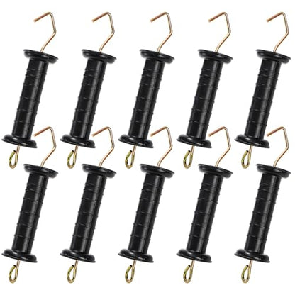 Hiceeden 10 Pcs Electric Fence Gate Handle, Heavy Duty Electric Fence Insulators, Insulated Plastic Handle, Black