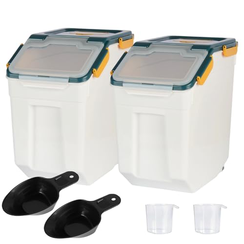 Saim Flour Storage Container Bin 25lbs (2 Pack), BPA Free Rice & Food Dispenser with Lid, Measuring Cup & Scoop - Kitchen Pantry Organizer for Grain, Cereal, Dog Food, Baking Supplies - Dark Blue - color: 2Pack 25lbs Dark Blue