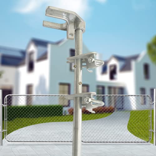HITTITE 36" Chain Link Drop Rod for Double Gate, Pull Style Chain Link Fence Gate Latch for 1-3/8" Frame, Heavy Duty Drop Bolt Ground Latch for Metal Gates