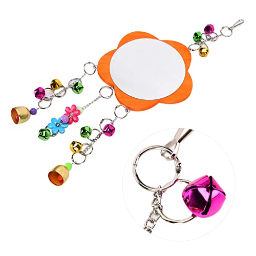 Yctze Pet Chicken Toy Mirror with Colorful Bell Chain - Rooster Mirror for Chickens, Interactive and Engaging Hanging Toy
