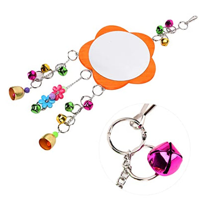 Yctze Pet Chicken Toy Mirror with Colorful Bell Chain - Rooster Mirror for Chickens, Interactive and Engaging Hanging Toy