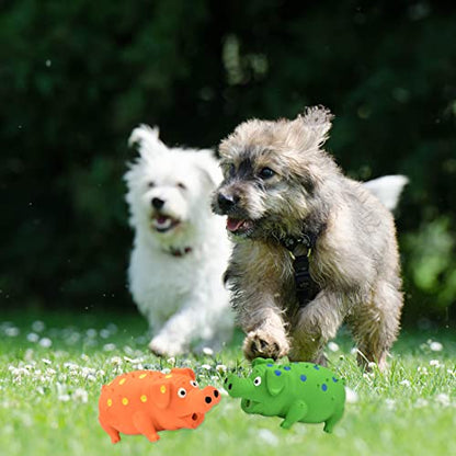 Pig Squeaky Dog Toy, 2 PCS Interactive Rubber Dog Chew Toy - Durable Latex Spot Grunting Pig Toys that Oink for Small Medium Large Dogs (Orange, Green) - color: Orange, Green