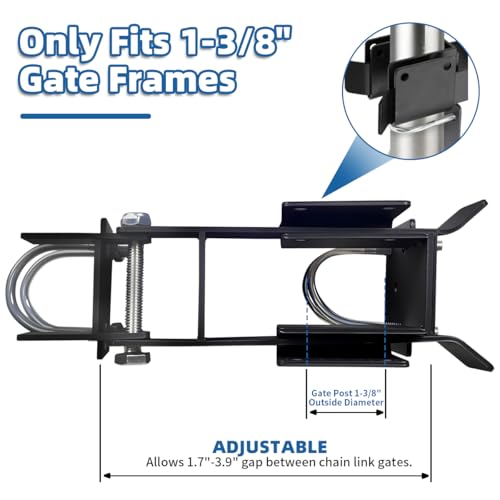 Chain Link Double Gate Latch for 1-3/8 Inch Gate Frames - Strong Arm Design with Padlock Holes,Chain Link Fence Gate Latch for Ranch Fences & Yard Gates
