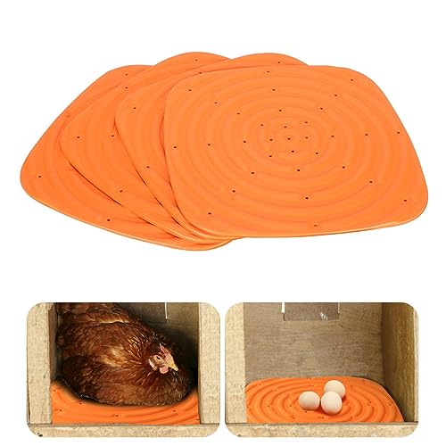 TOPINCN 4Pcs Chicken Nesting Mats, Washable & Reusable Nesting Pads Egg Laying Mats for Chicken Coop, Poultry Nesting Box Pad for Egg Laying Hens, Chicken Bedding Mat Coop Liners (Orange)