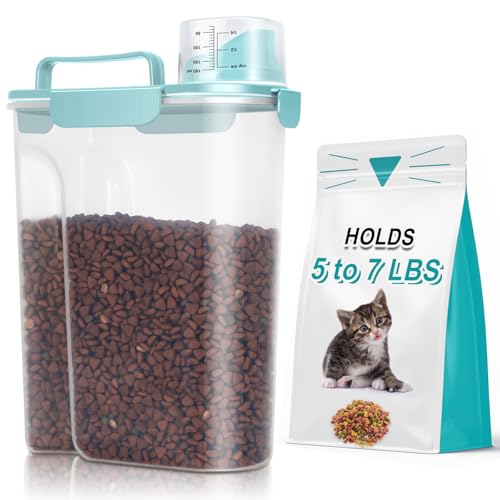 TBMax Dog Food Storage Container 5-7 lbs, Airtight Cat Food Container with Large Spout & Measuring Cup, Pet Food Storage Dispenser for Kibble Storage, Dog Treat Bird Seed Container -Light Blue - color: Light Blue, size: 6 Qt