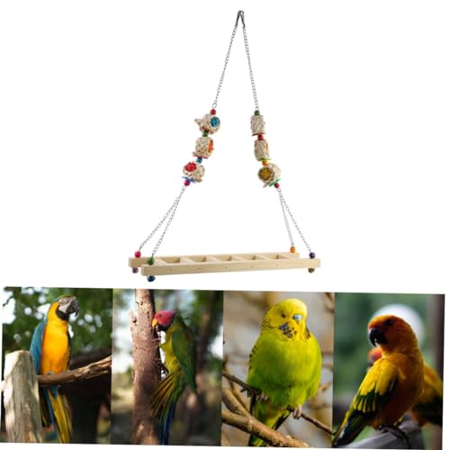 ORFOFE Natural Wood Chicken Ladder Swing Bird Toy for Chickens Parrot Swing Biting Toy Bird Perch Toy
