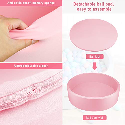 TRENDBOX Extra Large Soft Foam Ball Pit 51.2" x 11.8" (NO Balls) in Large Sponge Round Ball Pool Indoor Round Children Toddler Playpen - Light Pink - color: Light Pink, size: 130CM