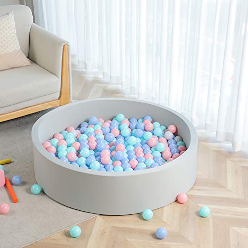 TRENDBOX Extra Large Soft Foam Ball Pit 51.2" x 11.8" (NO Balls) in Large Sponge Round Ball Pool Indoor Round Ball Pits Children Toddler Playpen - Light Gray - color: Light Grey, size: 130CM