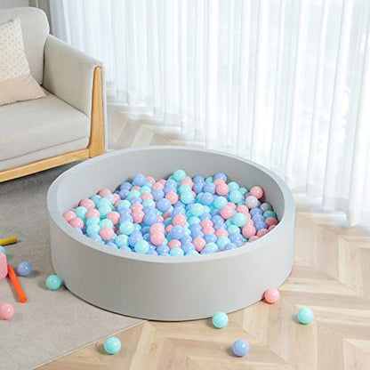 TRENDBOX Extra Large Soft Foam Ball Pit 51.2" x 11.8" (NO Balls) in Large Sponge Round Ball Pool Indoor Round Ball Pits Children Toddler Playpen - Light Gray - color: Light Grey, size: 130CM