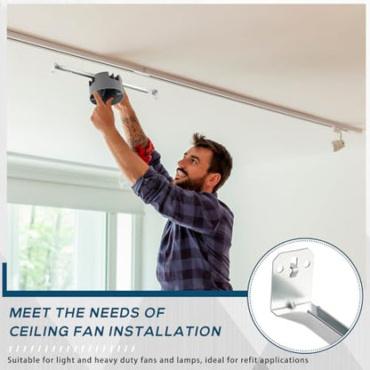 Therwen 2 Pcs Ceiling Fan Brace Electrical Box 14.25 to 22.5 Inch Adjustable Electrical Box and Support Bar Fan Mounting Bracket for Summer Light Fixtures Installations (Gray)