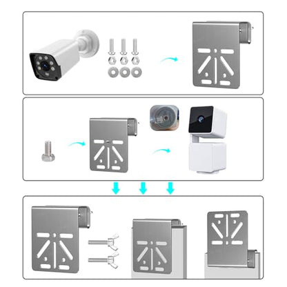 ZT-NET Stainless Steel Gutter Mount for Eufy Security SoloCam S340 | Bracket for Solar Security Camera Holder Anti-Rust Screws, No Drill Installation Compatible with IP PTZ Dome Cameras