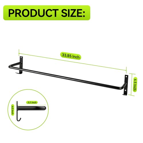 4Pcs Heavy Duty Horse Blanket Rack with Bridle Hooks, Wall Mounted Assembled Blanket Bar, Saddle Pad Rack for Horse Tack Storage, Black