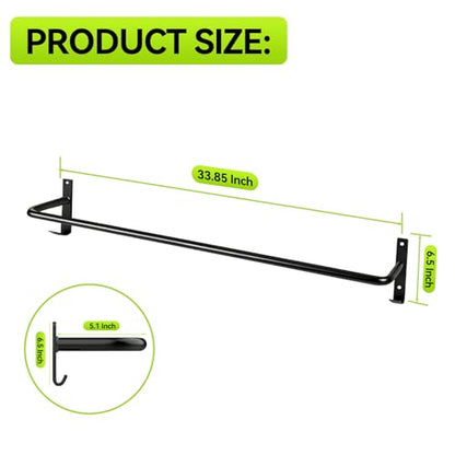 4Pcs Heavy Duty Horse Blanket Rack with Bridle Hooks, Wall Mounted Assembled Blanket Bar, Saddle Pad Rack for Horse Tack Storage, Black